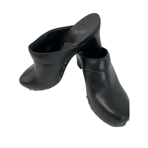 Dansko Womens Black Leather Studded Clogs Size 10 8774 - Picture 1 of 7